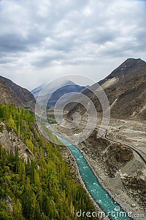 View of Hunza River, Pakistan. Stock Photo
